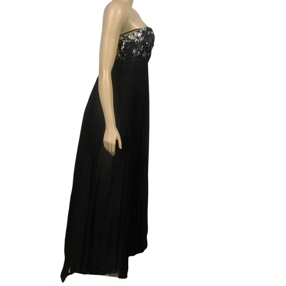 Betsy & Adam Dress Size 6 Black Silver Sequin Pleated Formal Prom Graduation - Picture 2 of 4